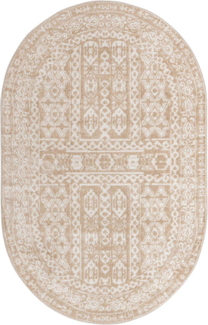Beige 5' x 8' Oxford Oval Area Rug