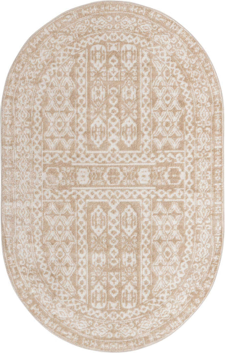 Beige 5' x 8' Oxford Oval Area Rug