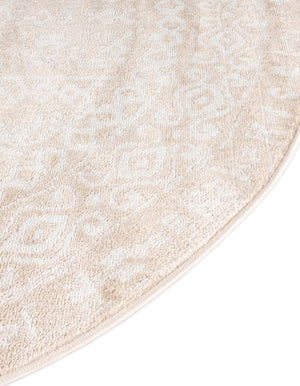 Beige 3' x 3' Oxford Round Area Rug