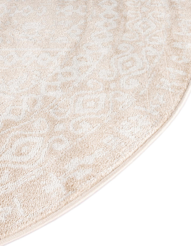 Beige 3' x 3' Oxford Round Area Rug