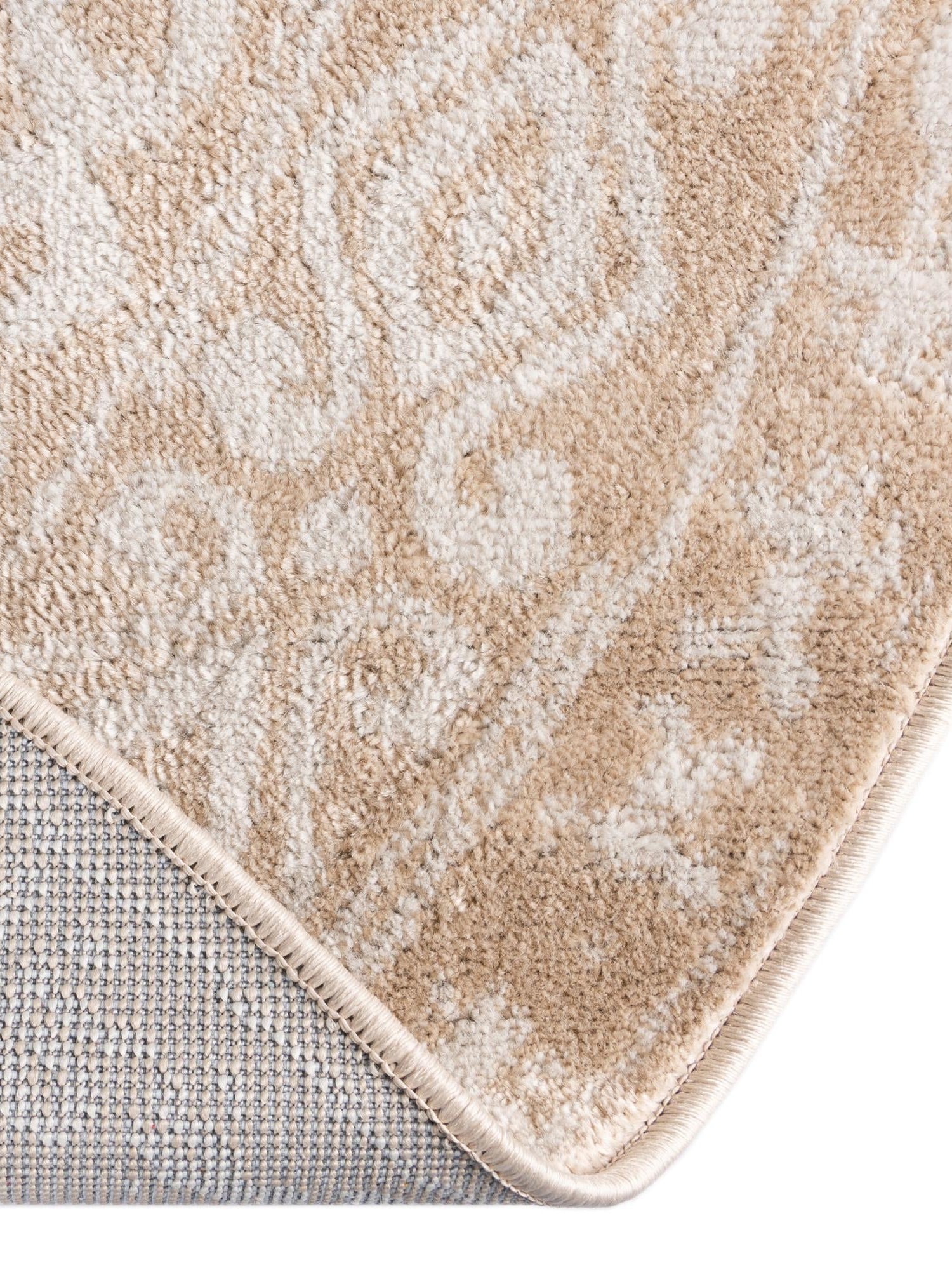 Beige 5' x 5' Oxford Round Area Rug Traditional Design 100% Polypropylene Carpet for Living Room, Bedrooms, Dining, Office for Sale at Rug Engine