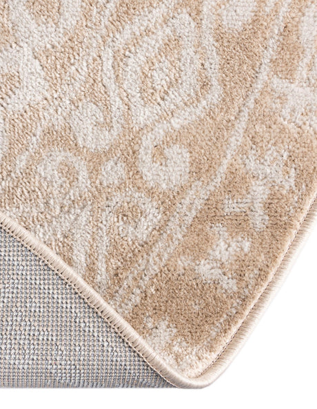 Beige 5' x 5' Oxford Round Area Rug Traditional Design 100% Polypropylene Carpet for Living Room, Bedrooms, Dining, Office for Sale at Rug Engine