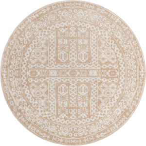 Beige 5' x 5' Oxford Round Area Rug