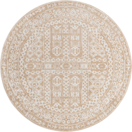 Beige 5' x 5' Oxford Round Area Rug