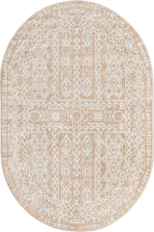 Beige 4' x 6' Oxford Oval Area Rug