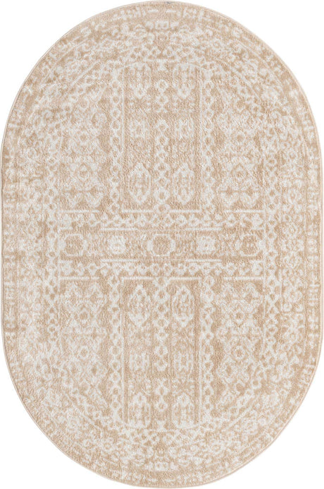 Beige 4' x 6' Oxford Oval Area Rug