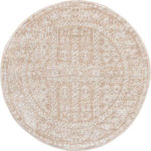 Beige 3' x 3' Oxford Round Area Rug