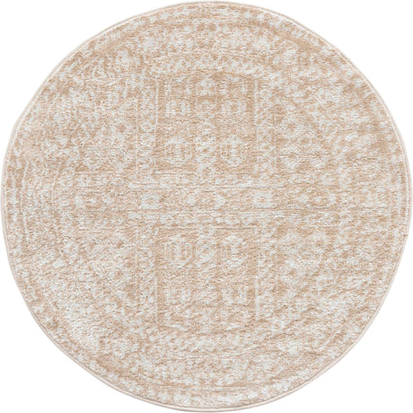 Beige 3' x 3' Oxford Round Area Rug