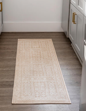 Beige 2' x 8' Oxford Runner Area Rug