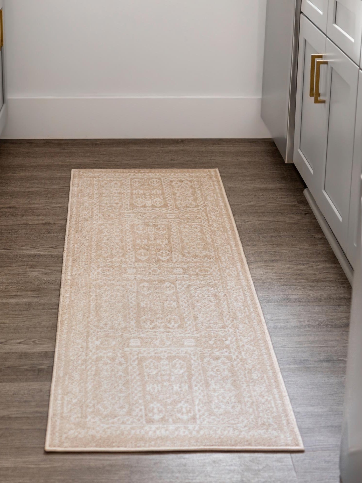 Beige 2' x 6' Oxford Runner Area Rug Traditional Design 100% Polypropylene Carpet for Living Room, Bedrooms, Dining, Office for Sale at Rug Engine