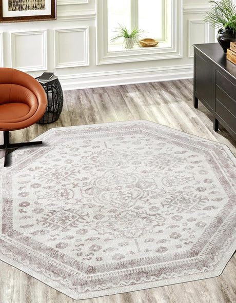 Cream 7' 1 x 7' 1 Oxford Octagon Area Rug