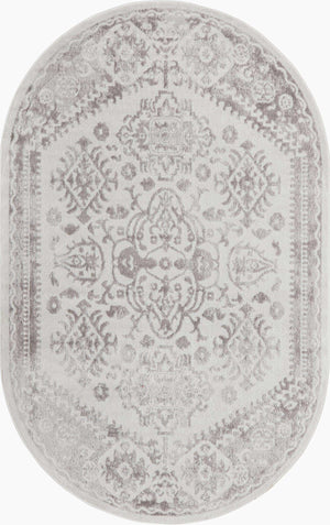 Cream 5' 3 x 8' Oxford Oval Area Rug