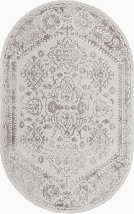 Cream 5' 3 x 8' Oxford Oval Area Rug
