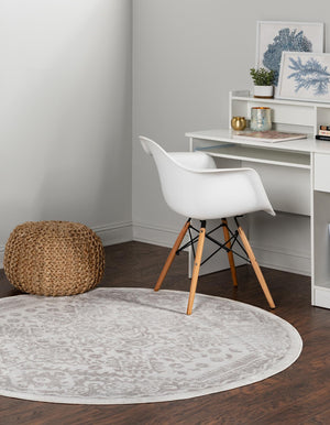 Cream 5' x 5' Oxford Round Area Rug