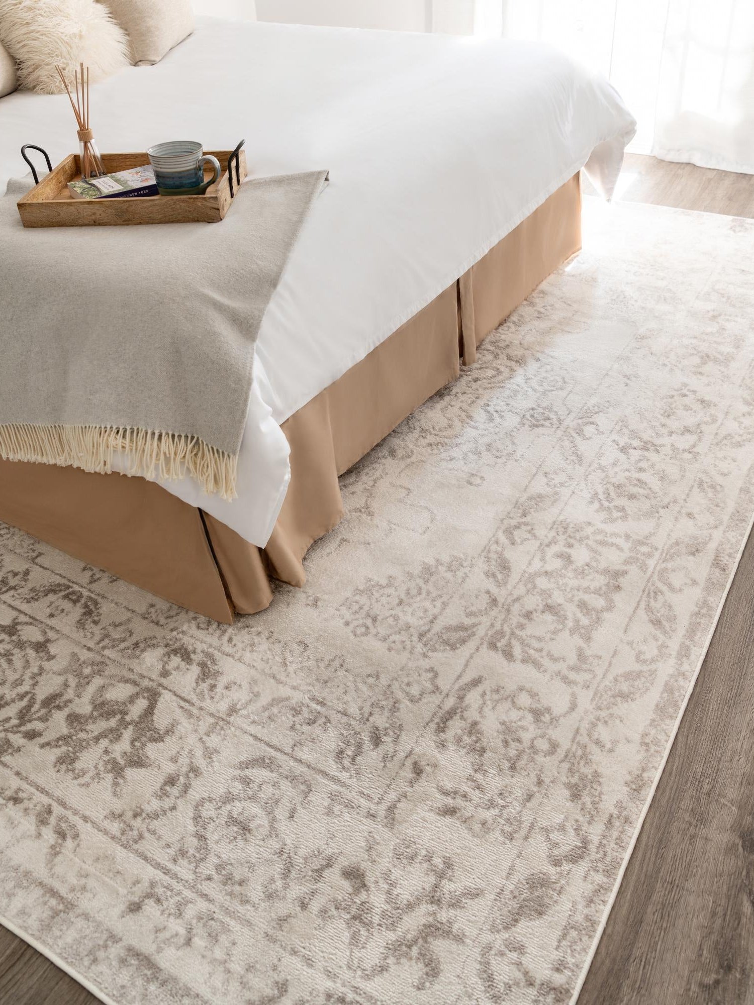 Ivory 2' x 3' Oxford Rectangle Area Rug Traditional Design 100% Polypropylene Carpet for Living Room, Bedrooms, Dining, Office for Sale at Rug Engine