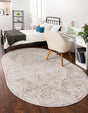 Ivory 5' 3 x 8' Oxford Oval Area Rug Traditional Design 100% Polypropylene Carpet for Living Room, Bedrooms, Dining, Office for Sale at Rug Engine