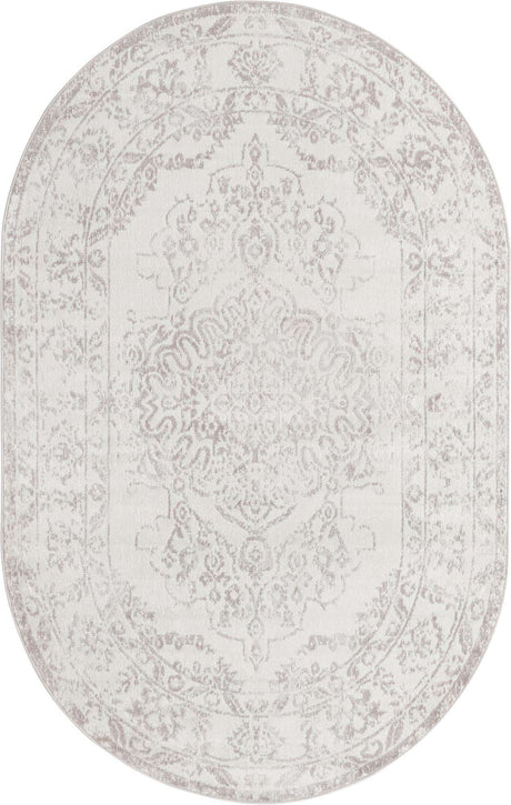 Ivory 5' 3 x 8' Oxford Oval Area Rug