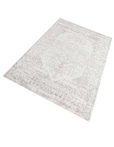 Ivory 4' 1 x 6' 1 Oxford Rectangle Area Rug Traditional Design 100% Polypropylene Carpet for Living Room, Bedrooms, Dining, Office for Sale at Rug Engine