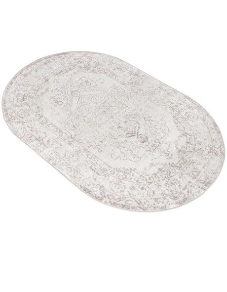 Ivory 4' x 6' Oxford Oval Area Rug Traditional Design 100% Polypropylene Carpet for Living Room, Bedrooms, Dining, Office for Sale at Rug Engine