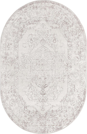 Ivory 4' x 6' Oxford Oval Area Rug