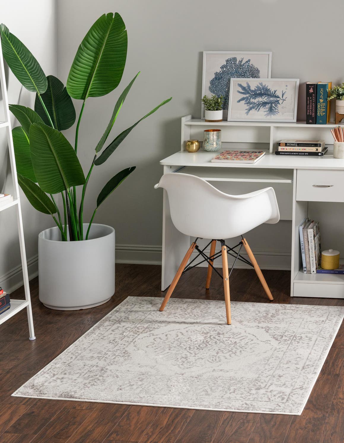 Ivory 4' x 4' Oxford Square Area Rug Traditional Design 100% Polypropylene Carpet for Living Room, Bedrooms, Dining, Office for Sale at Rug Engine