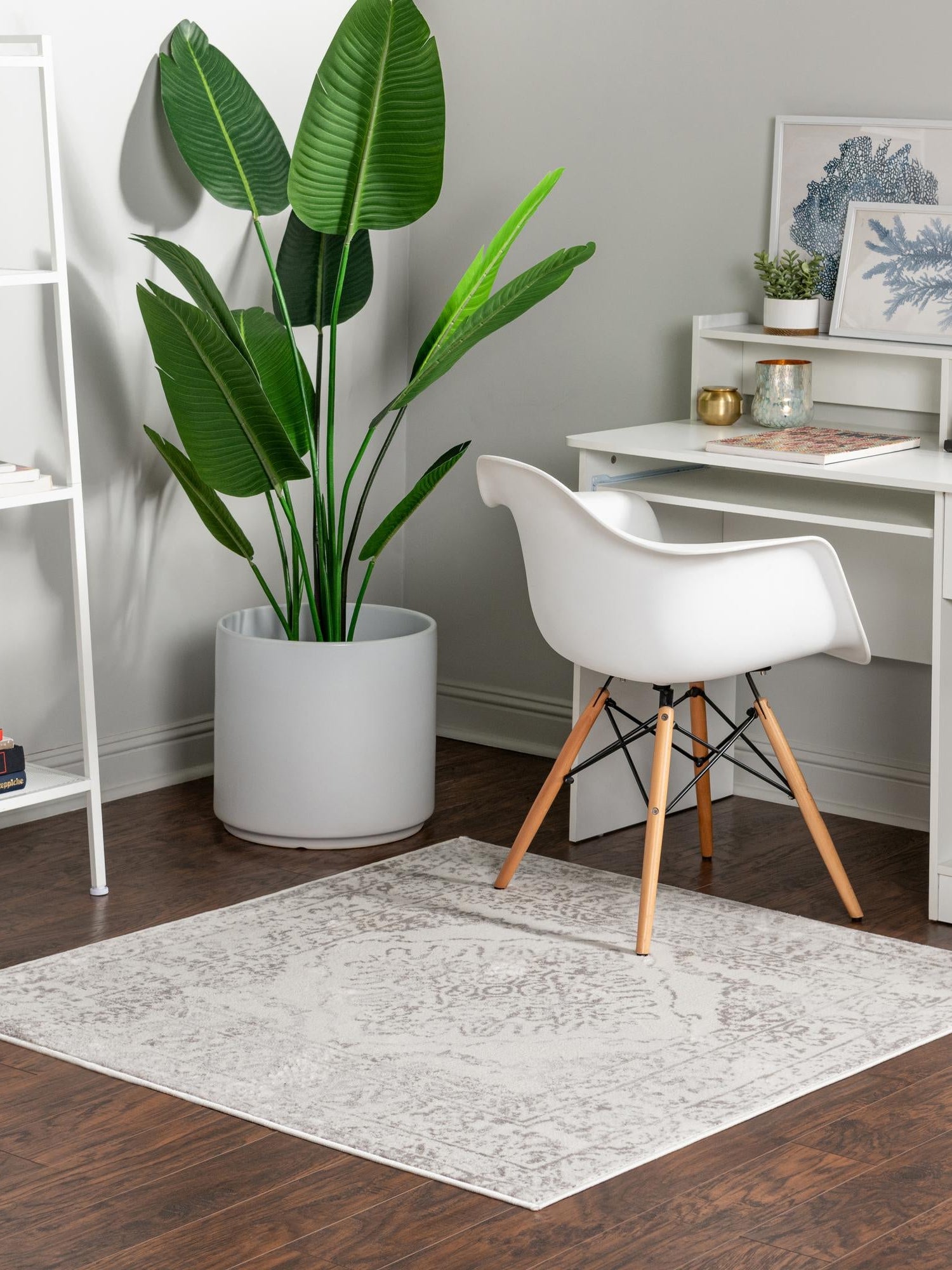 Ivory 4' x 4' Oxford Square Area Rug Traditional Design 100% Polypropylene Carpet for Living Room, Bedrooms, Dining, Office for Sale at Rug Engine