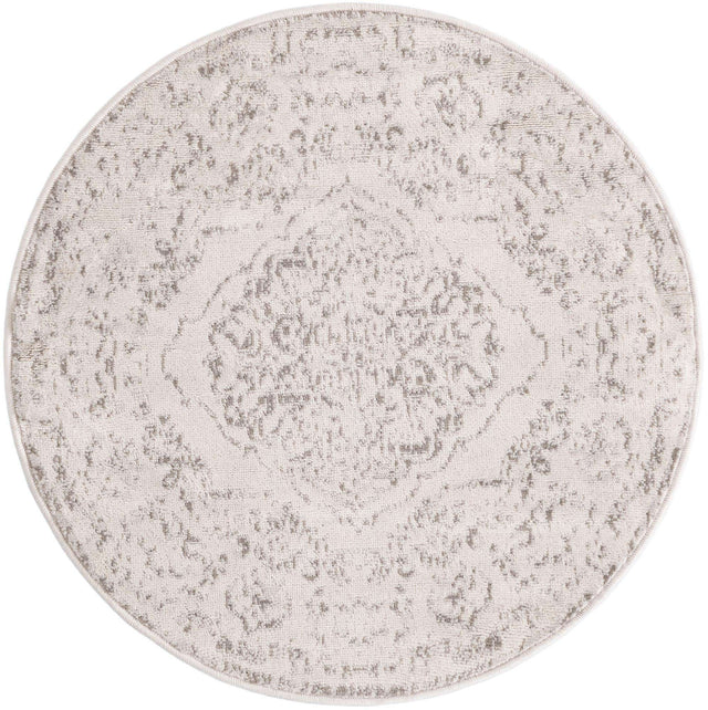 Ivory 3' x 3' Oxford Round Area Rug