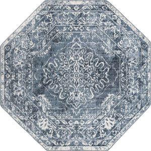 Blue 7' x 7' Oxford Octagon Area Rug