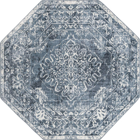 Blue 7' x 7' Oxford Octagon Area Rug