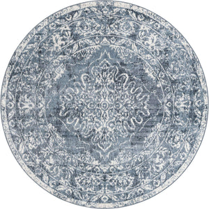 Blue 7' x 7' Oxford Round Area Rug
