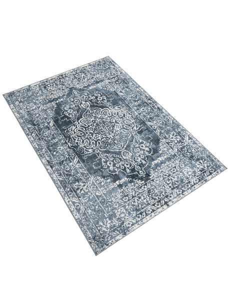 Blue 5' 3 x 8' Oxford Rectangle Area Rug Traditional Design 100% Polypropylene Carpet for Living Room, Bedrooms, Dining, Office for Sale at Rug Engine