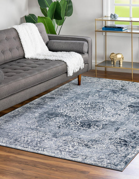 Blue 10' x 14' 1 Oxford Rectangle Area Rug Traditional Design 100% Polypropylene Carpet for Living Room, Bedrooms, Dining, Office for Sale at Rug Engine