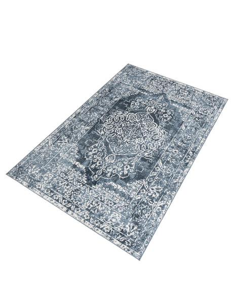 Blue 5' 3 x 8' Oxford Rectangle Area Rug Traditional Design 100% Polypropylene Carpet for Living Room, Bedrooms, Dining, Office for Sale at Rug Engine