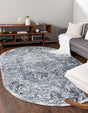 Blue 8' x 10' Oxford Oval Area Rug Traditional Design 100% Polypropylene Carpet for Living Room, Bedrooms, Dining, Office for Sale at Rug Engine