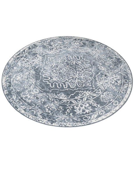 Blue 5' x 5' Oxford Round Area Rug Traditional Design 100% Polypropylene Carpet for Living Room, Bedrooms, Dining, Office for Sale at Rug Engine