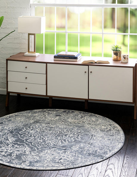 Blue 3' x 3' Oxford Round Area Rug