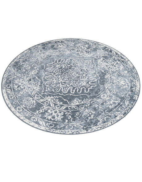 Blue 5' x 5' Oxford Round Area Rug Traditional Design 100% Polypropylene Carpet for Living Room, Bedrooms, Dining, Office for Sale at Rug Engine