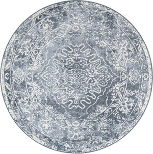 Blue 5' x 5' Oxford Round Area Rug
