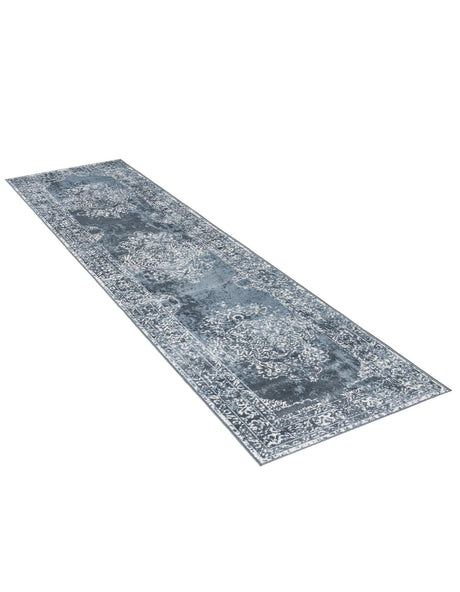 Blue 2' 7 x 12' Oxford Runner Area Rug Traditional Design 100% Polypropylene Carpet for Living Room, Bedrooms, Dining, Office for Sale at Rug Engine