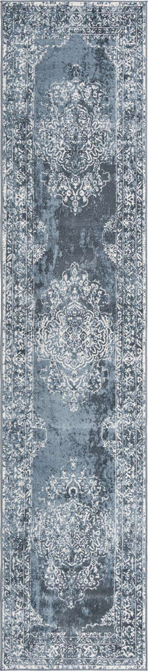 Blue 2' 7 x 12' Oxford Runner Area Rug