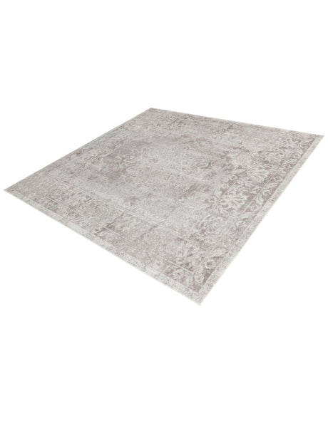 Gray 7' 10 x 7' 10 Oxford Square Area Rug Traditional Design 100% Polypropylene Carpet for Living Room, Bedrooms, Dining, Office for Sale at Rug Engine