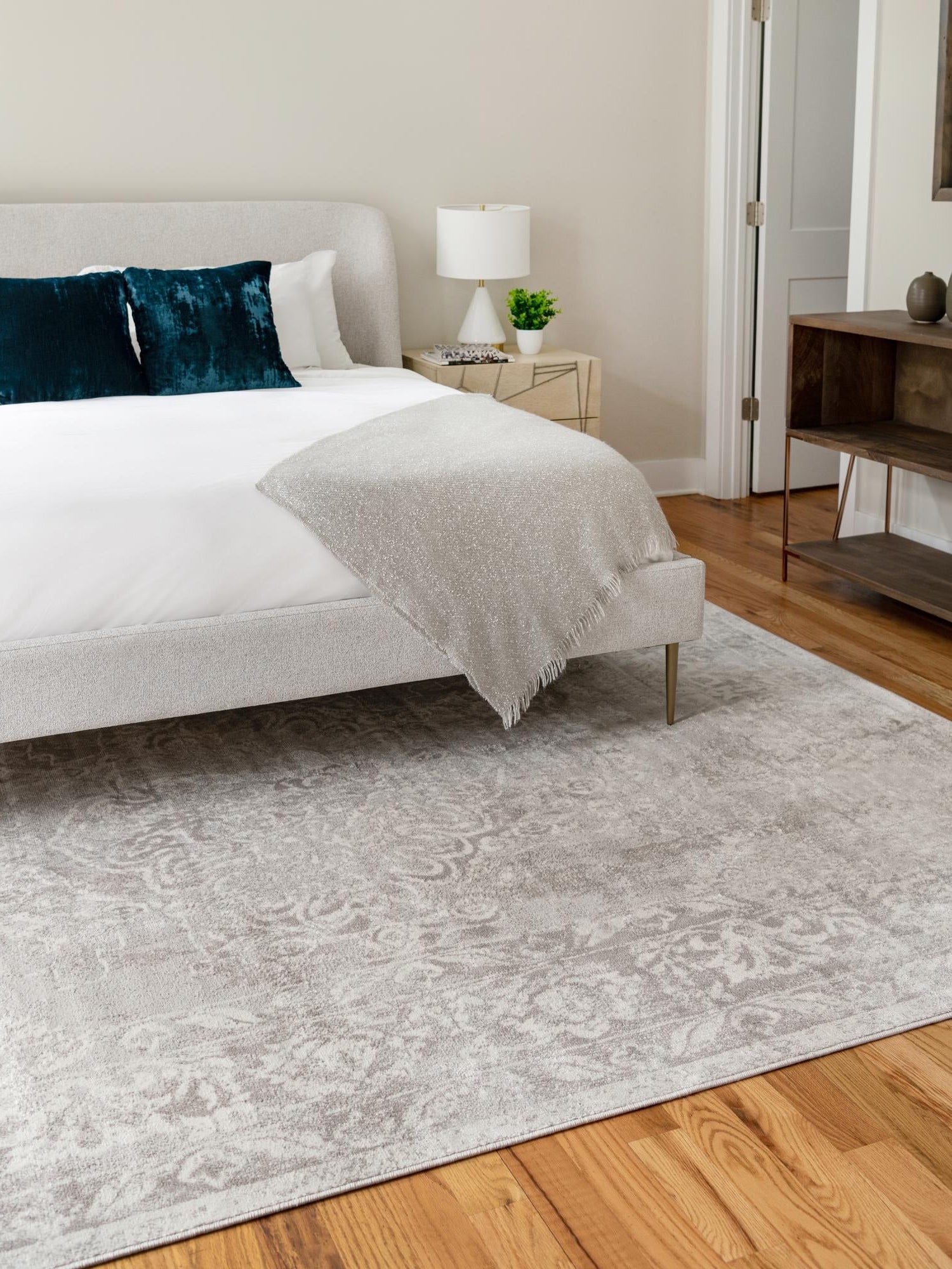 Gray 8' x 10' Oxford Rectangle Area Rug Traditional Design 100% Polypropylene Carpet for Living Room, Bedrooms, Dining, Office for Sale at Rug Engine