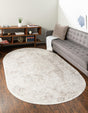 Gray 5' 3 x 8' Oxford Oval Area Rug Traditional Design 100% Polypropylene Carpet for Living Room, Bedrooms, Dining, Office for Sale at Rug Engine