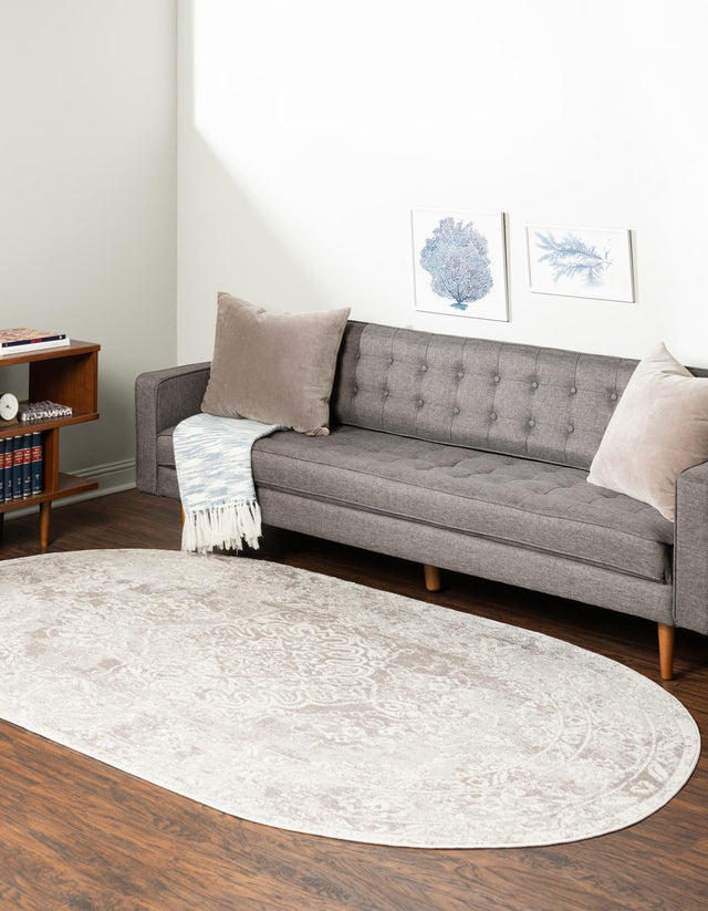 Gray 4' x 6' Oxford Oval Area Rug
