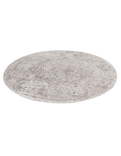 Gray 5' 3 x 5' 3 Oxford Round Area Rug Traditional Design 100% Polypropylene Carpet for Living Room, Bedrooms, Dining, Office for Sale at Rug Engine