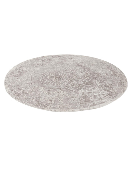 Gray 5' 3 x 5' 3 Oxford Round Area Rug Traditional Design 100% Polypropylene Carpet for Living Room, Bedrooms, Dining, Office for Sale at Rug Engine