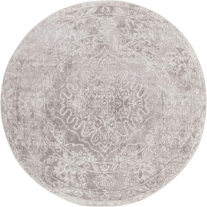 Gray 5' 3 x 5' 3 Oxford Round Area Rug