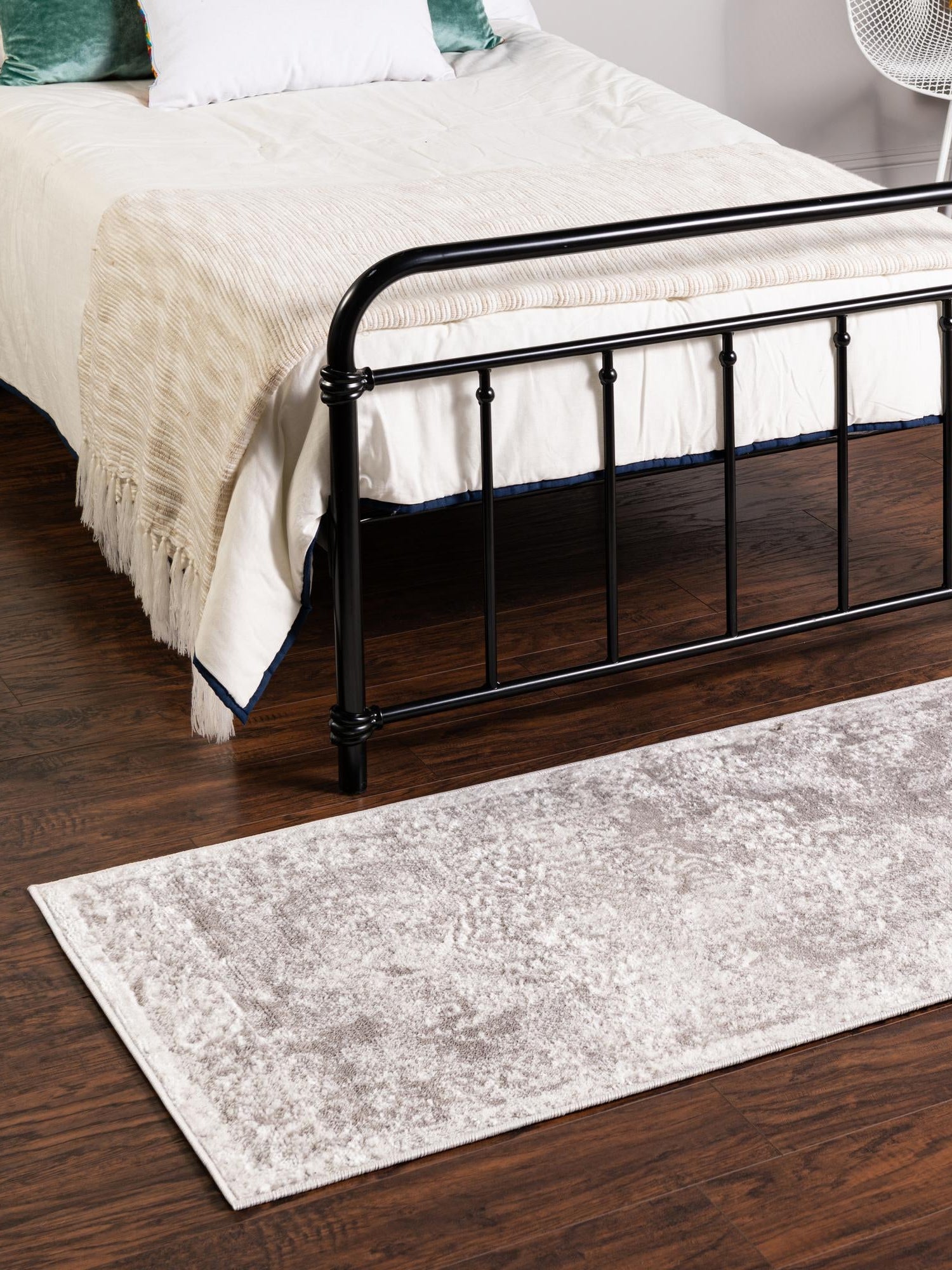 Gray 2' x 6' Oxford Runner Area Rug Traditional Design 100% Polypropylene Carpet for Living Room, Bedrooms, Dining, Office for Sale at Rug Engine