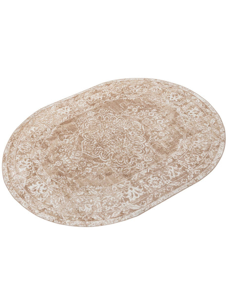 Beige 8' x 10' Oxford Oval Area Rug Traditional Design 100% Polypropylene Carpet for Living Room, Bedrooms, Dining, Office for Sale at Rug Engine