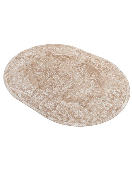 Beige 8' x 10' Oxford Oval Area Rug Traditional Design 100% Polypropylene Carpet for Living Room, Bedrooms, Dining, Office for Sale at Rug Engine